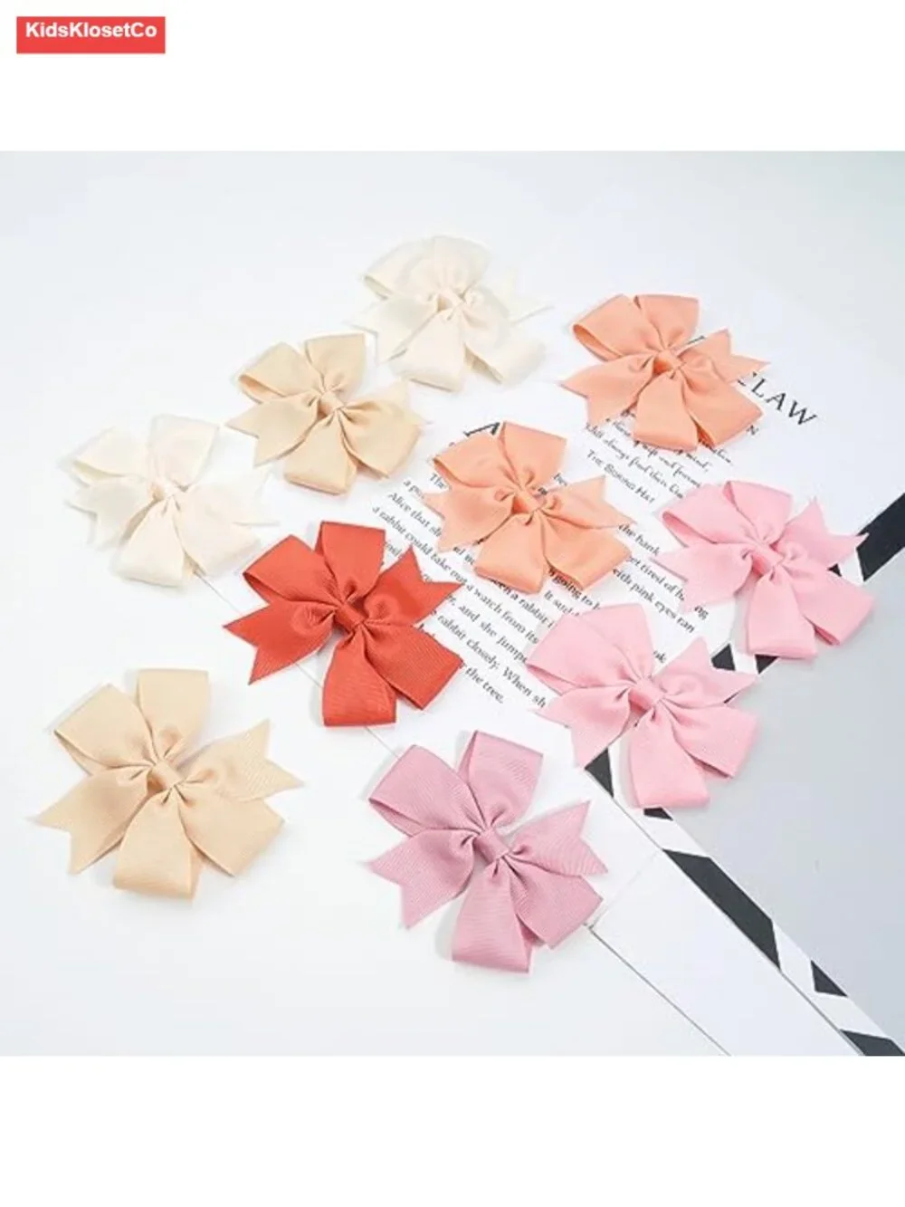 40pcs Boutique Grosgrain Ribbon Pinwheel Hair Bows Alligator Clips for Girls